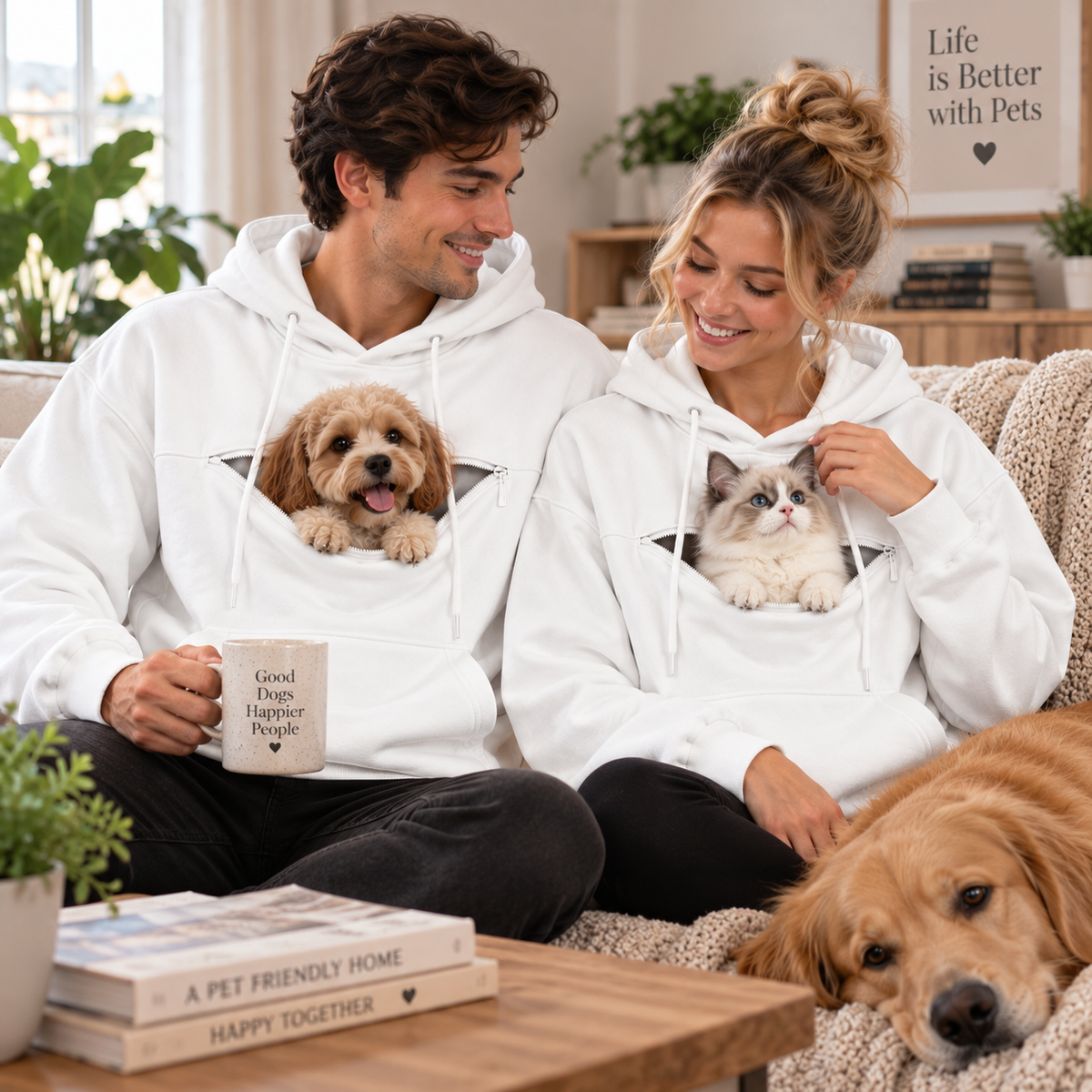 NUGGAL Pet Pouch Hoodie – Cozy Unisex Hoodie with Zippered Pet Carry Pocket