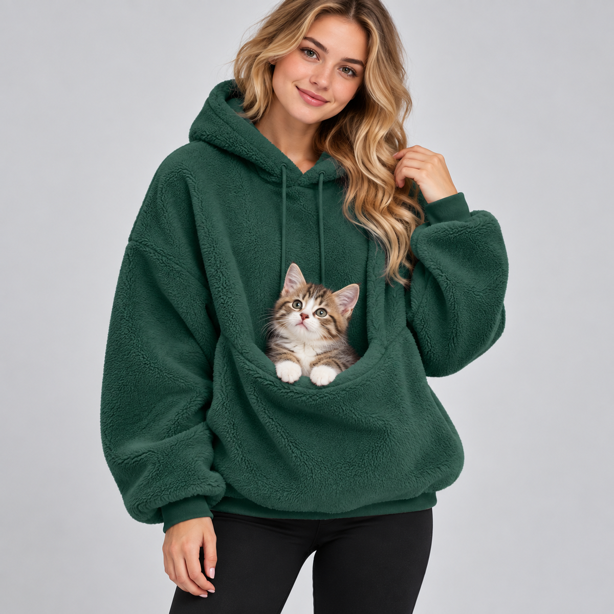NUGGAL Unisex Oversized Fleece Pet Pouch Hoodie