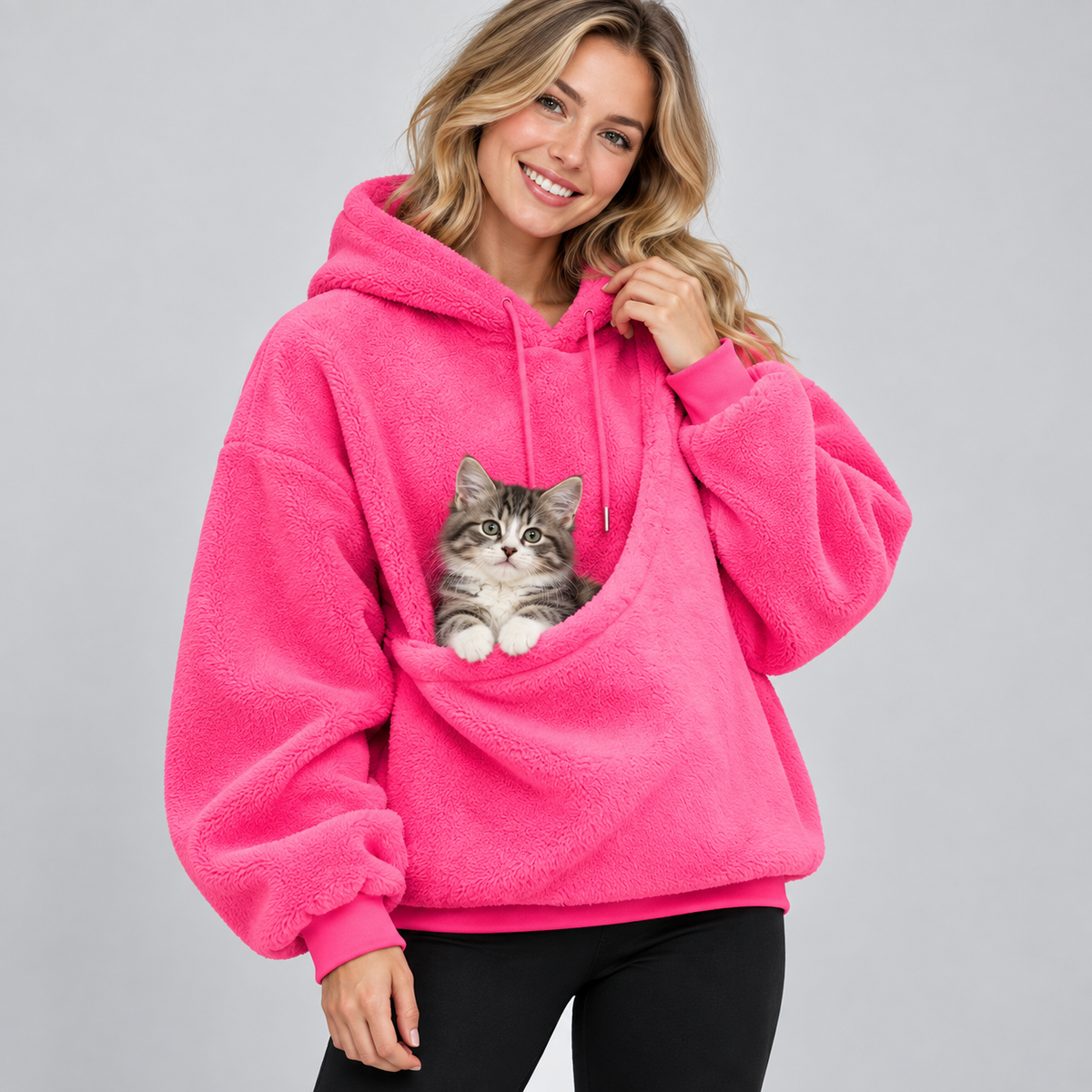 NUGGAL Unisex Oversized Fleece Pet Pouch Hoodie