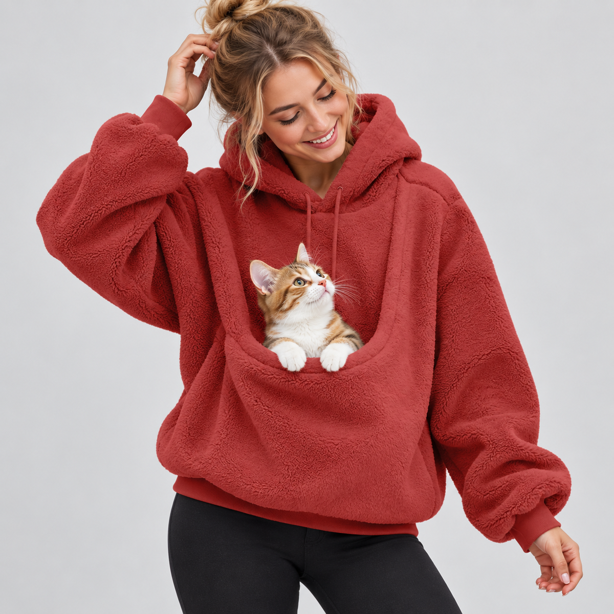 NUGGAL Unisex Oversized Fleece Pet Pouch Hoodie