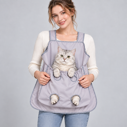 NUGGAL Pet Grooming & Petting Apron with Paw Openings – Hands-Free Pet Apron for Nail Trimming, Grooming & Cuddling