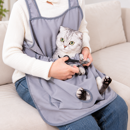 NUGGAL Pet Grooming & Petting Apron with Paw Openings – Hands-Free Pet Apron for Nail Trimming, Grooming & Cuddling
