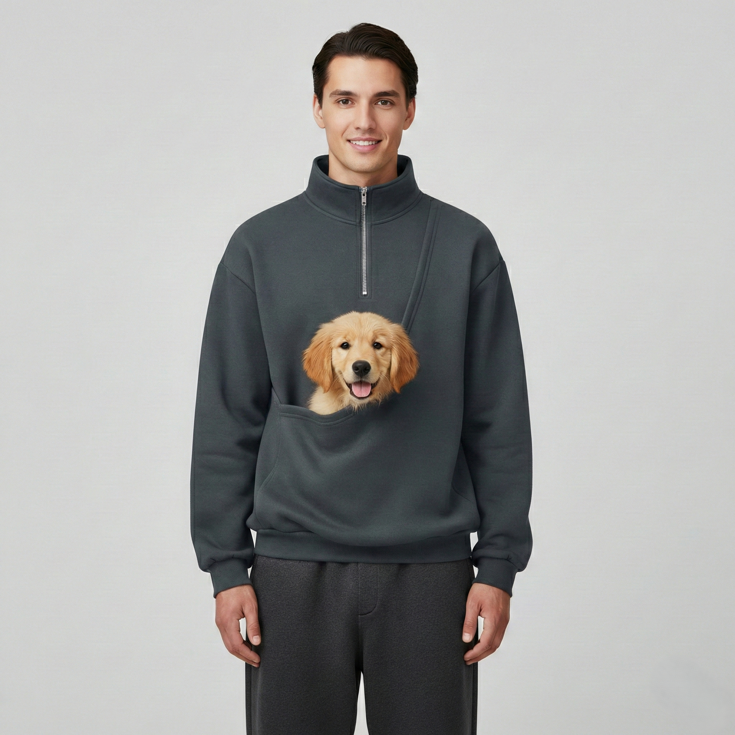 NUGGAL Unisex Pet Hair Resistant Pet Pouch Sweatshirt