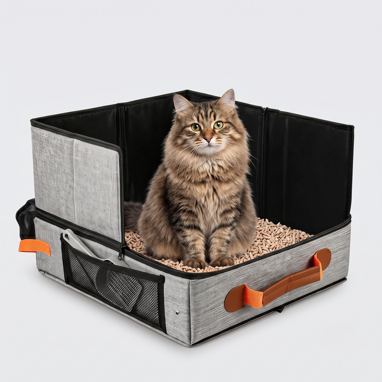 NUGGAL Ultimate Multi-Functional Foldable Travel Cat Litter Box - Portable, Waterproof