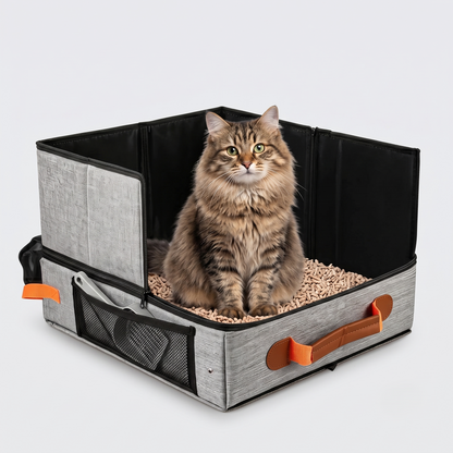 NUGGAL Ultimate Multi-Functional Foldable Travel Cat Litter Box - Portable, Waterproof