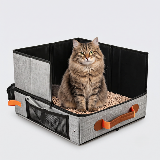 NUGGAL Ultimate Multi-Functional Foldable Travel Cat Litter Box - Portable, Waterproof
