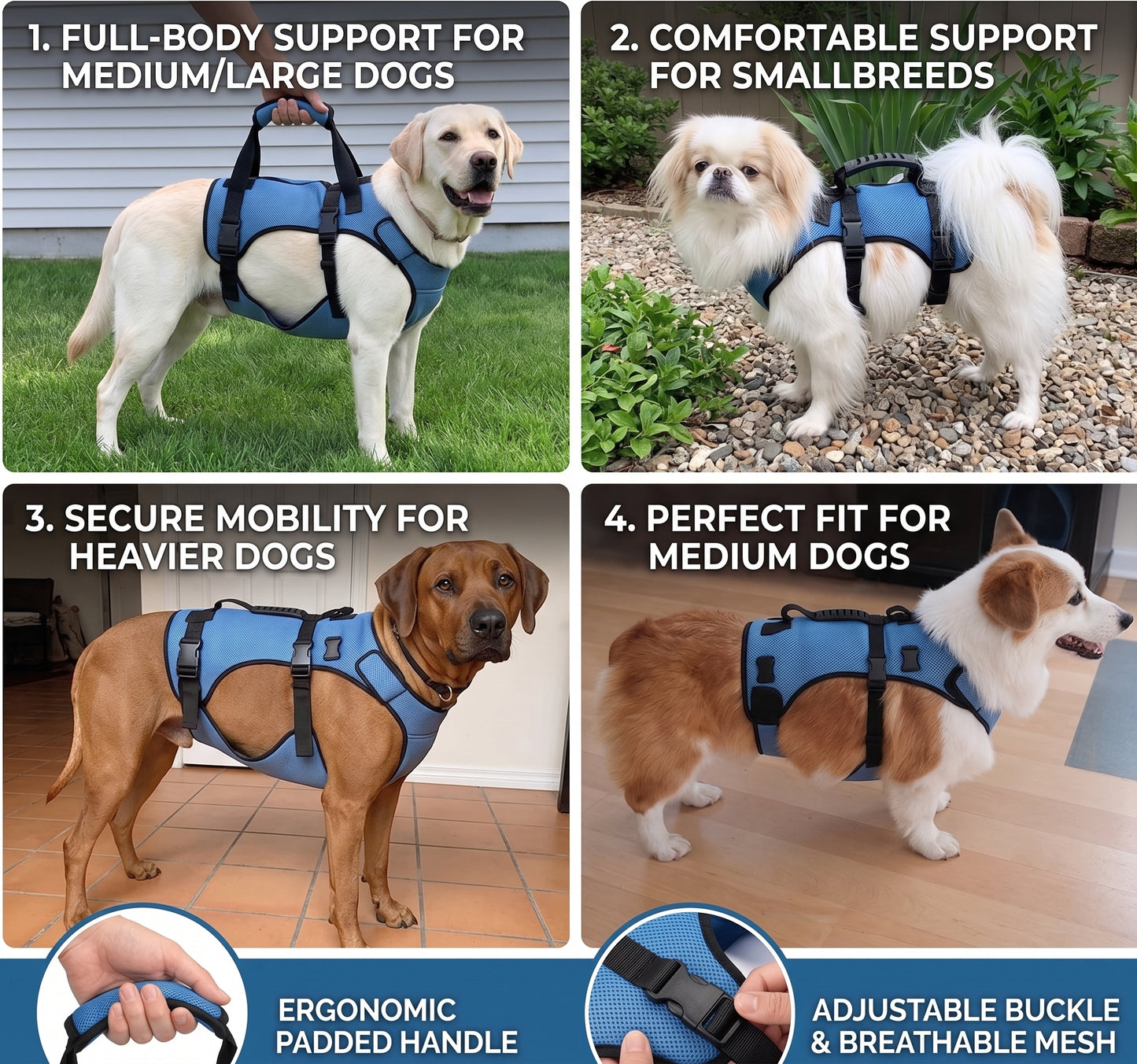 NUGGAL Front-Body Dog Lift Harness & Support Sling – Adjustable Recovery Aid for Elderly Dogs, Arthritis & Leg Support