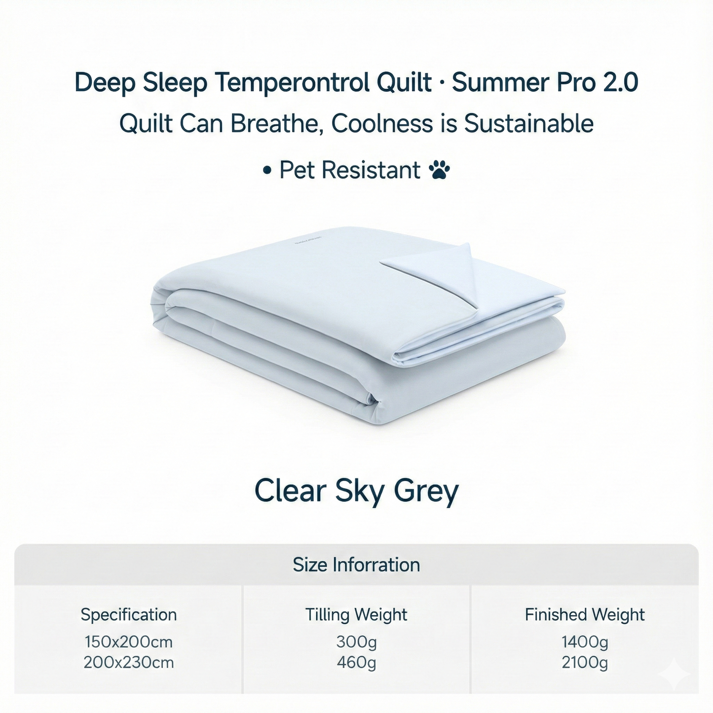 NUGGAL Pet Hair Repellent Cooling Comforter Skyline Grey