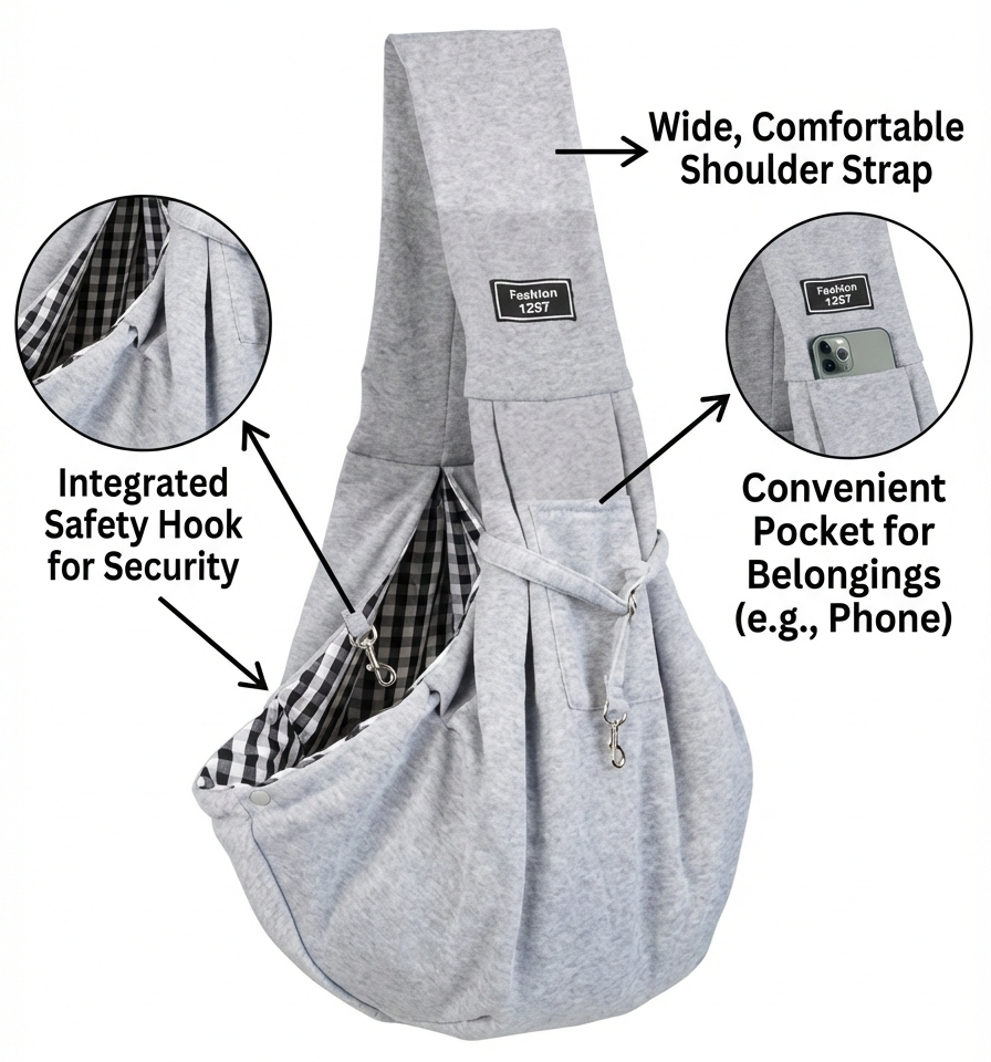 NUGGAL Foldable Crossbody High-Capacity Pet Carrier Bag for Small Dogs & Cats