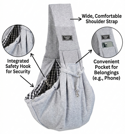 NUGGAL Foldable Crossbody High-Capacity Pet Carrier Bag for Small Dogs & Cats