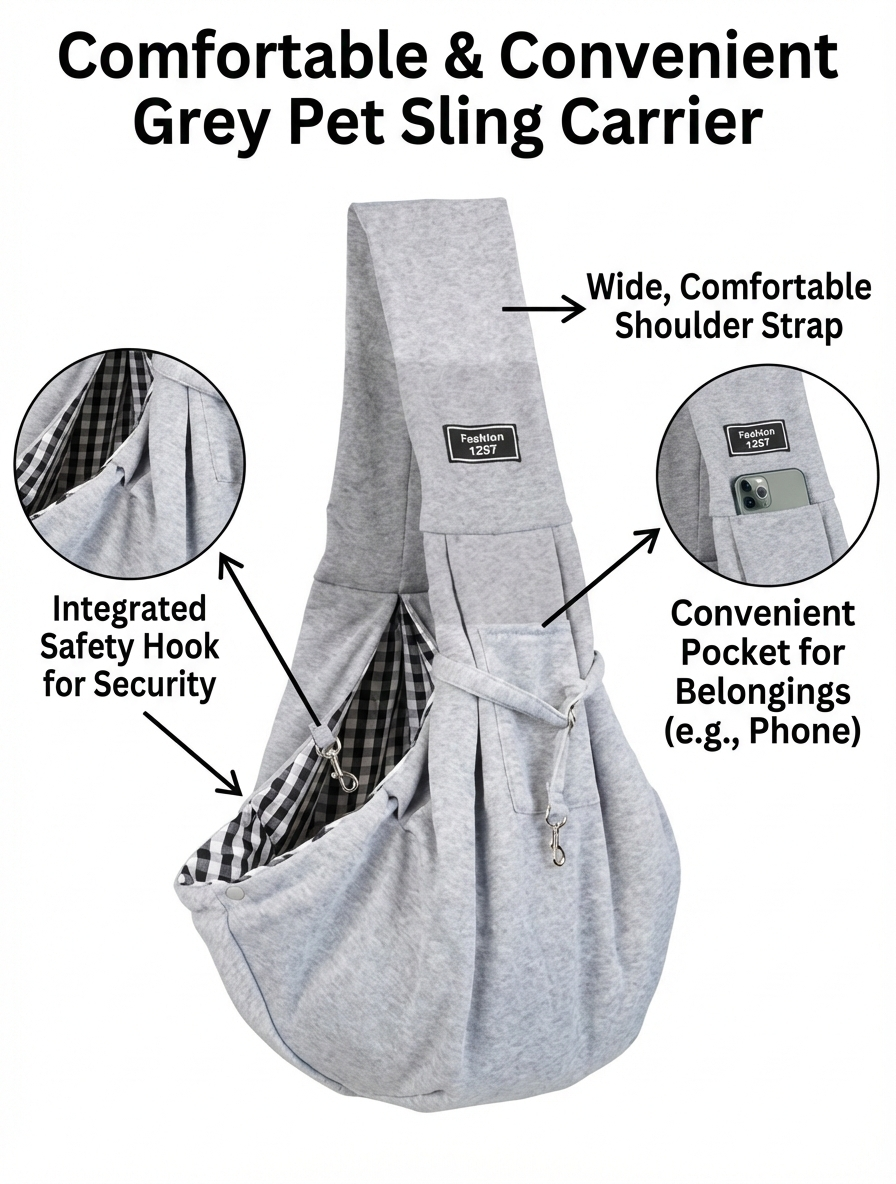 NUGGAL Foldable Crossbody High-Capacity Pet Carrier Bag for Small Dogs & Cats