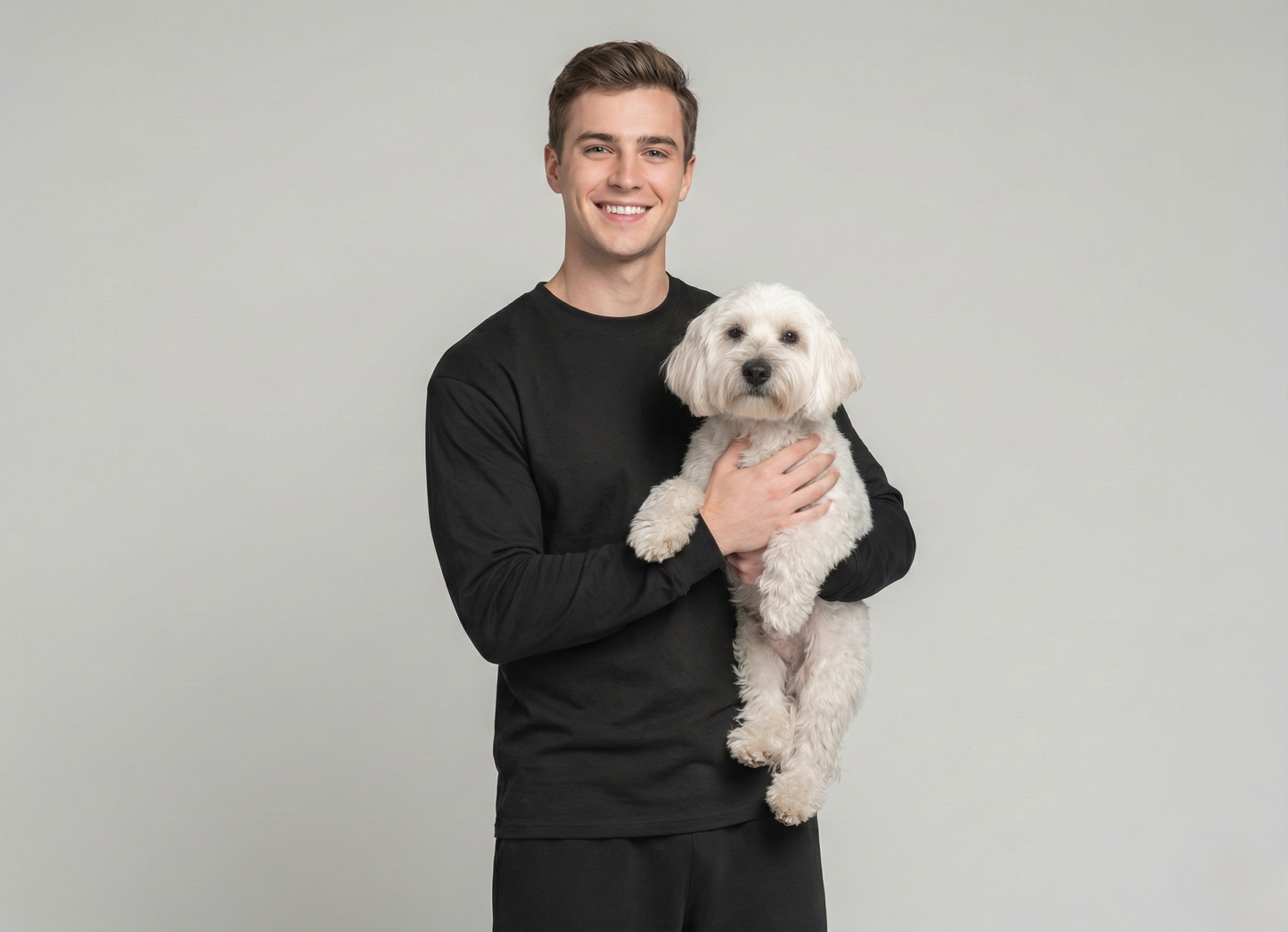 NUGGAL Unisex Pet Hair Resistant Tech T-shirt Long Sleeve Classic Black