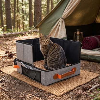 NUGGAL Ultimate Multi-Functional Foldable Travel Cat Litter Box - Portable, Waterproof