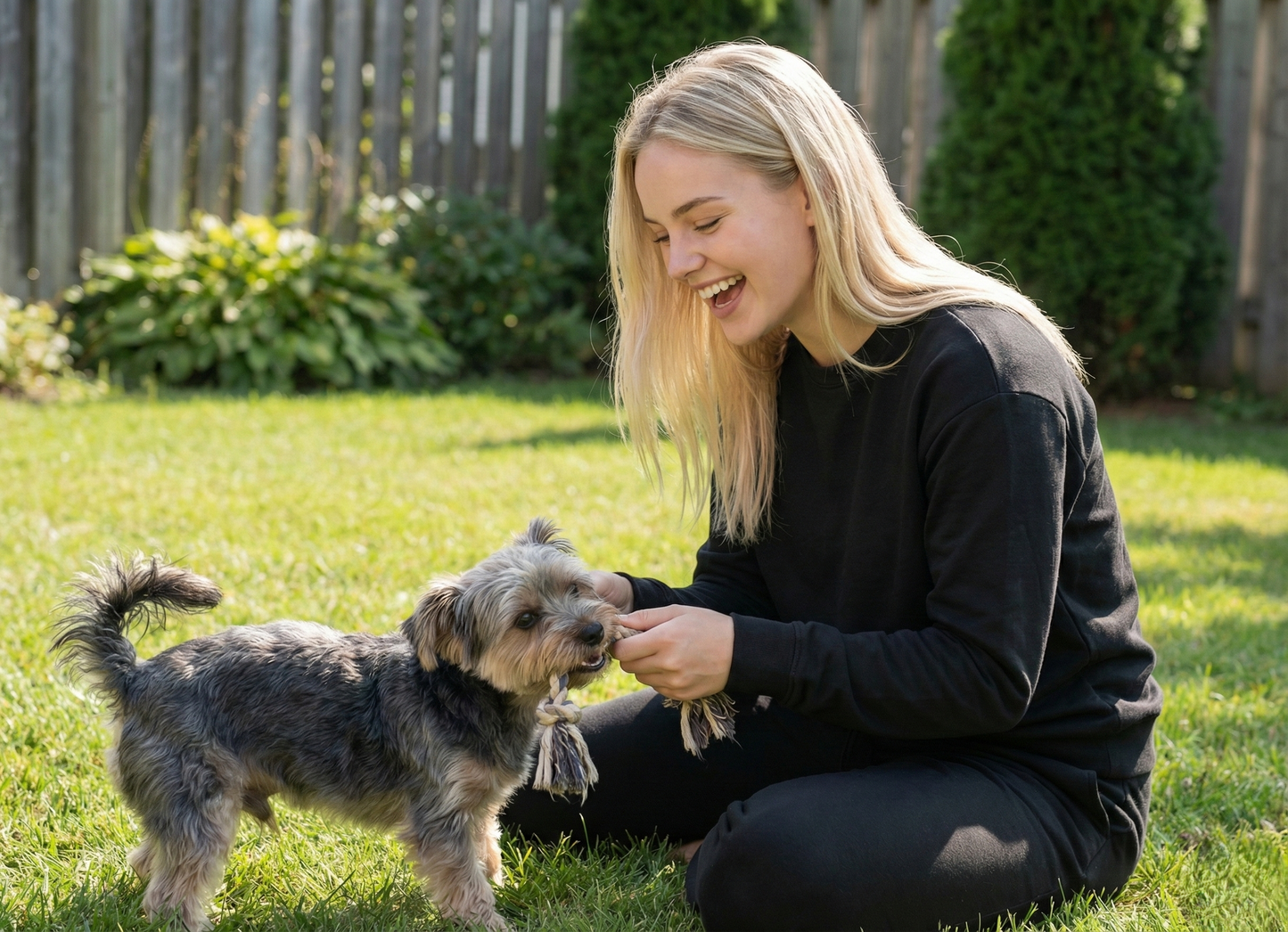 NUGGAL Unisex Pet Hair Resistant Tech T-shirt Long Sleeve Classic Black