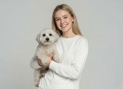 NUGGAL Unisex Pet Hair Resistant Tech T-shirt Long Sleeve Classic White