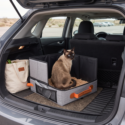 NUGGAL Ultimate Multi-Functional Foldable Travel Cat Litter Box - Portable, Waterproof