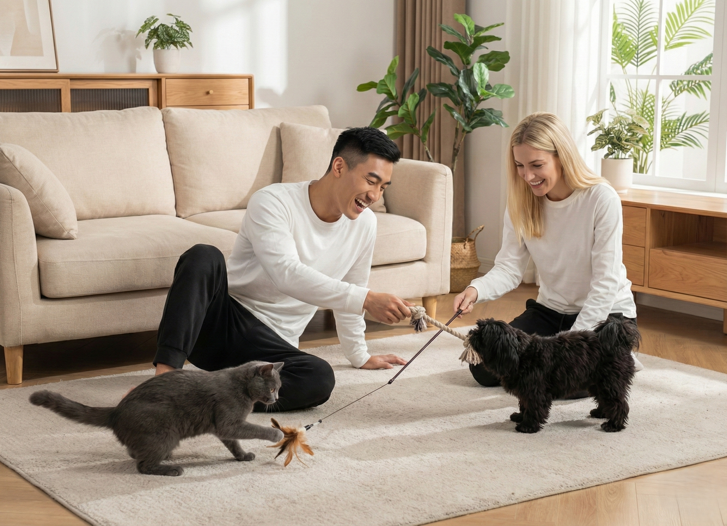 NUGGAL Unisex Pet Hair Resistant Tech T-shirt Long Sleeve Classic White