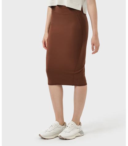 NUGGAL Pet Hair Resistant High Waisted Tummy Control 2-in-1 Bodycon Midi Casual Skirt