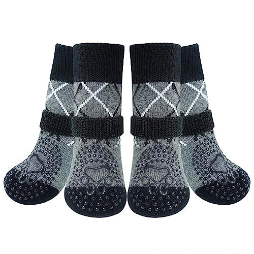 NUGGAL Anti-Slip Dog Socks with 360° Grip & Adjustable Straps (2 Sets)