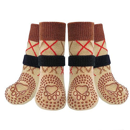 NUGGAL Anti-Slip Dog Socks with 360° Grip & Adjustable Straps (2 Sets)