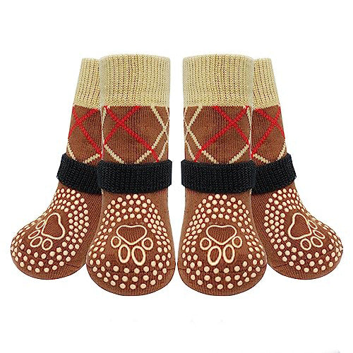 NUGGAL Anti-Slip Dog Socks with 360° Grip & Adjustable Straps (2 Sets)