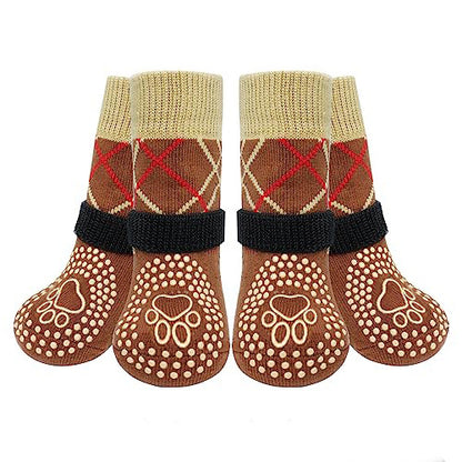NUGGAL Anti-Slip Dog Socks with 360° Grip & Adjustable Straps (2 Sets)