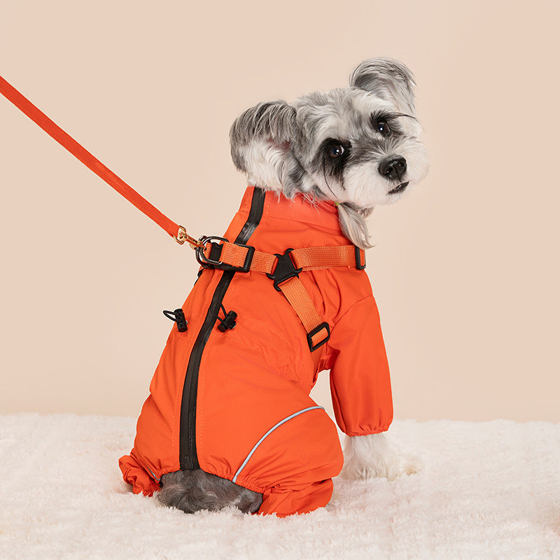 NUGGAL Pet Hair Resistant Full Body Dog Raincoat & Warm Suit with Integrated Harness