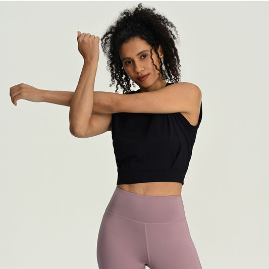 NUGGAL Pet Hair Resistant Crew Neck Sleeveless Cropped Yoga Tank Top