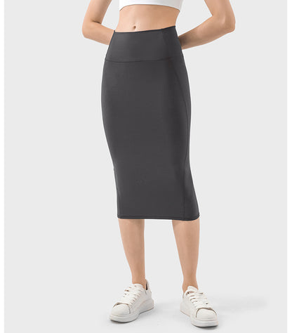 NUGGAL Pet Hair Resistant High Waisted Tummy Control 2-in-1 Bodycon Midi Casual Skirt