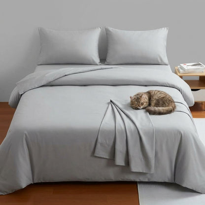 NUGGAL Pet Hair-Resistant Bamboo Full Sheet & Duvet Cover Set – Ultimate Eco-Friendly Comfort for Pet Owners