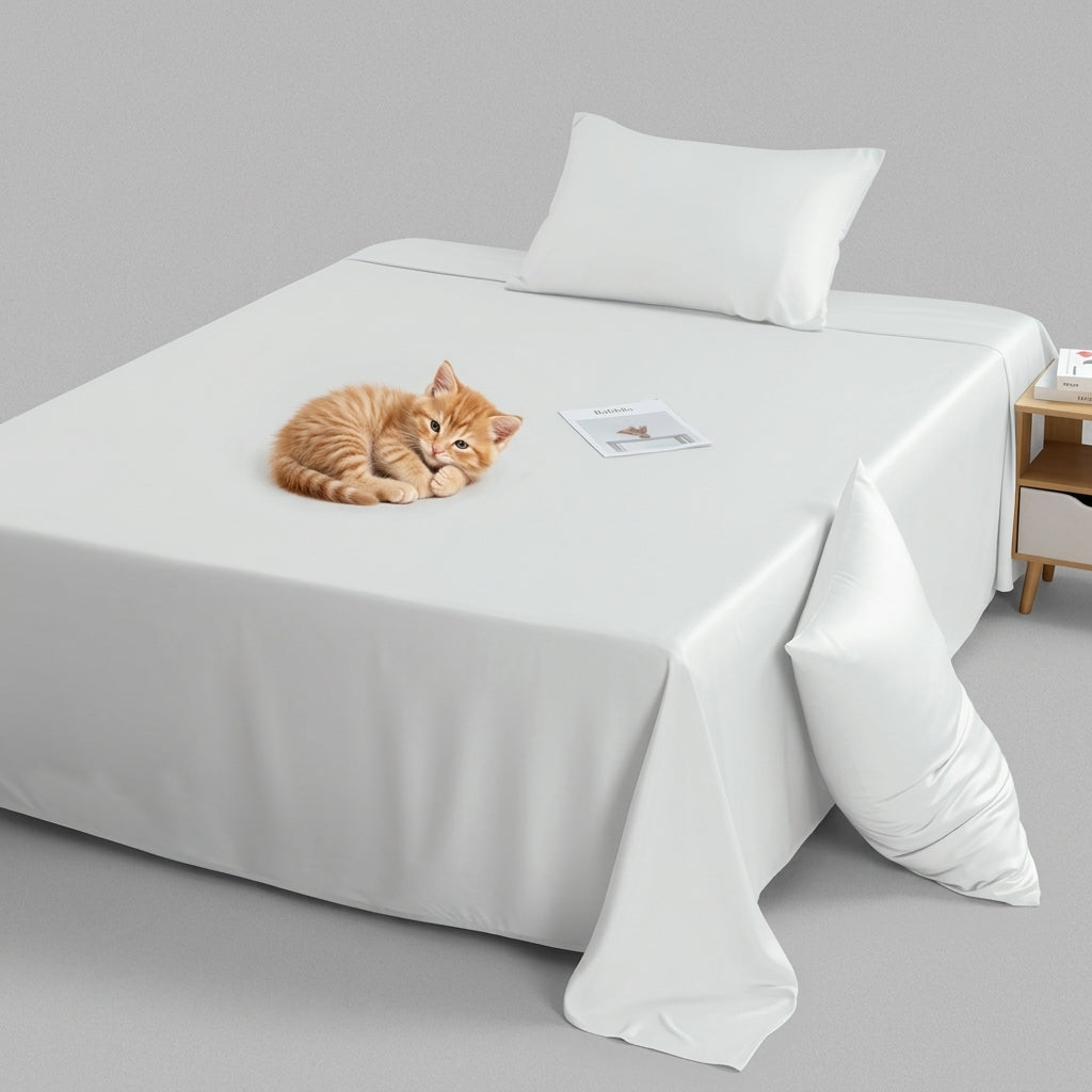 NUGGAL Pet Hair-Resistant Bamboo Flat Sheet – Soft, Sustainable, and Pet-Friendly Comfort