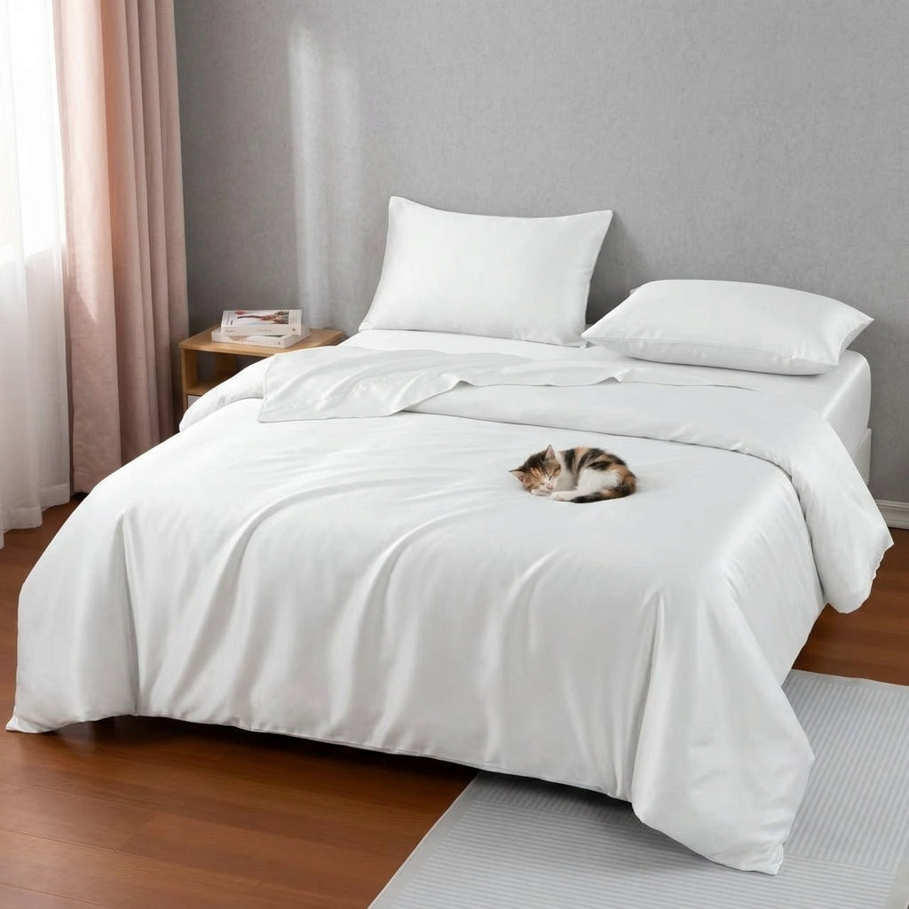 NUGGAL Pet Hair-Resistant Bamboo Full Sheet & Duvet Cover Set – Ultimate Eco-Friendly Comfort for Pet Owners