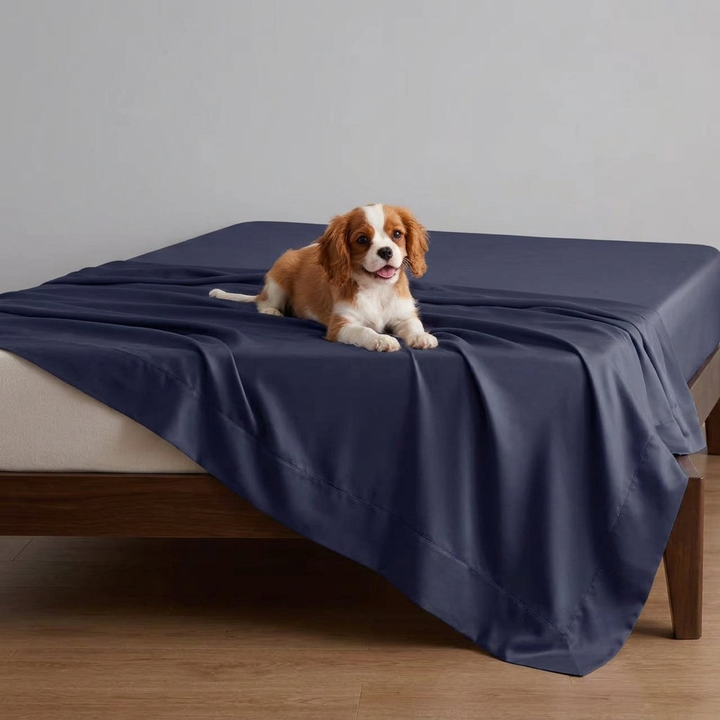 NUGGAL Pet Hair-Resistant Bamboo Flat Sheet – Soft, Sustainable, and Pet-Friendly Comfort