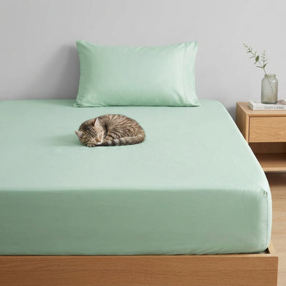NUGGAL Pet Hair-Resistant Bamboo Fitted Sheet – Soft, Sustainable, and Pet-Friendly Comfort