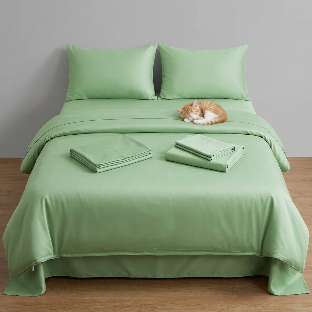NUGGAL Pet Hair-Resistant Bamboo Full Sheet & Duvet Cover Set – Ultimate Eco-Friendly Comfort for Pet Owners