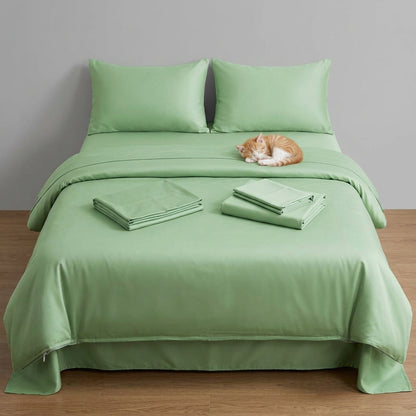 NUGGAL Pet Hair-Resistant Bamboo Full Sheet & Duvet Cover Set – Ultimate Eco-Friendly Comfort for Pet Owners