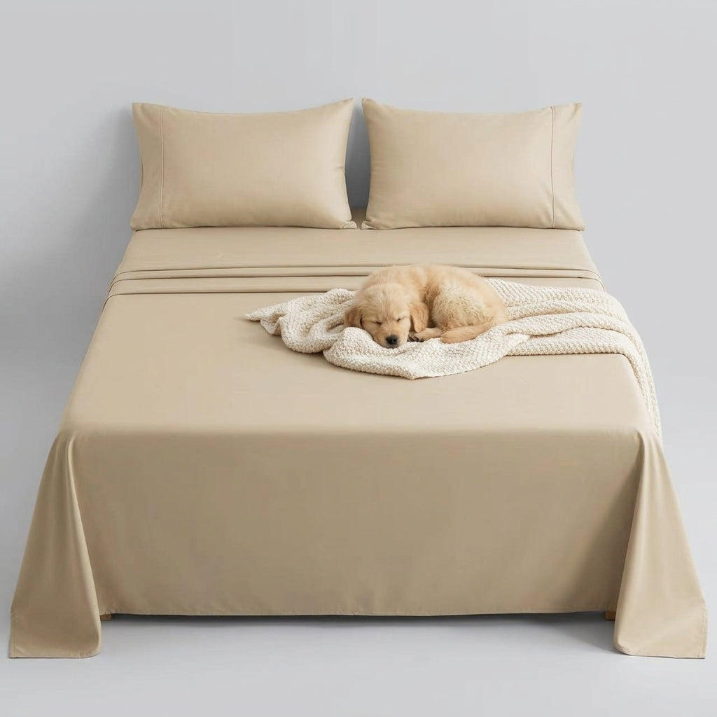 NUGGAL Pet Hair-Resistant Bamboo Sheet Set – Breathable, Sustainable Comfort for Pet Owners
