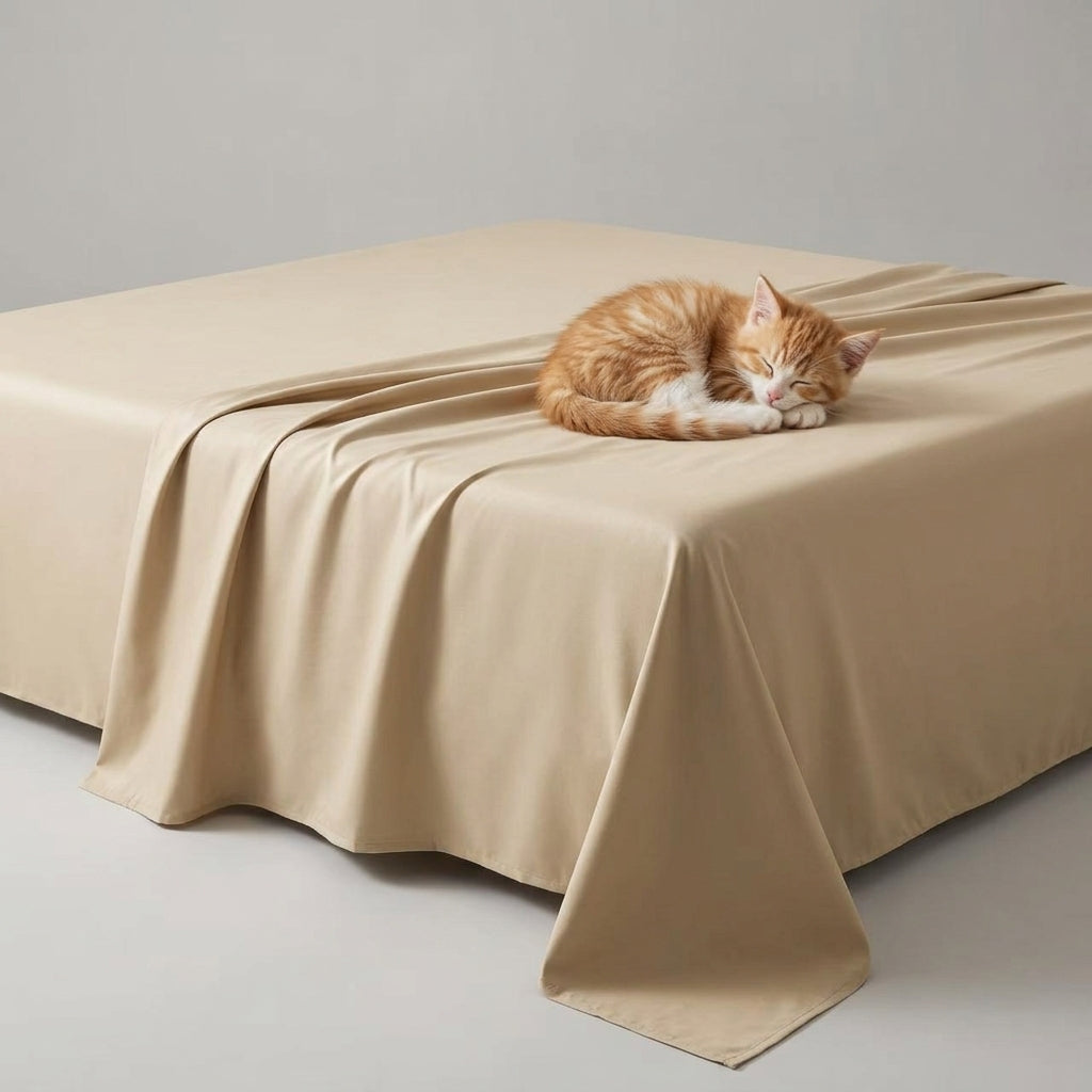 NUGGAL Pet Hair-Resistant Bamboo Flat Sheet – Soft, Sustainable, and Pet-Friendly Comfort