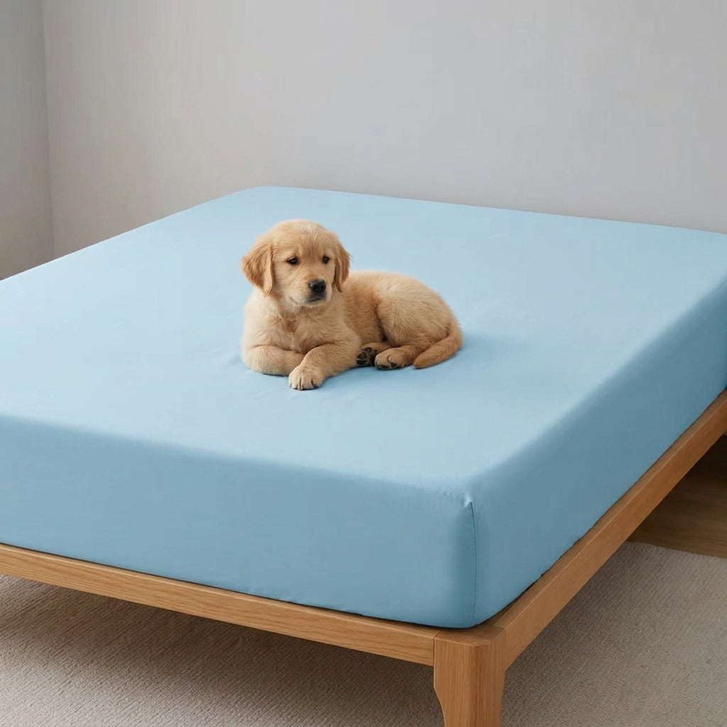 NUGGAL Pet Hair-Resistant Bamboo Fitted Sheet – Soft, Sustainable, and Pet-Friendly Comfort