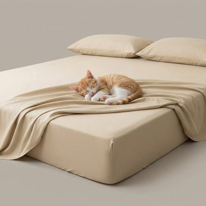 NUGGAL Pet Hair-Resistant Bamboo Fitted Sheet – Soft, Sustainable, and Pet-Friendly Comfort