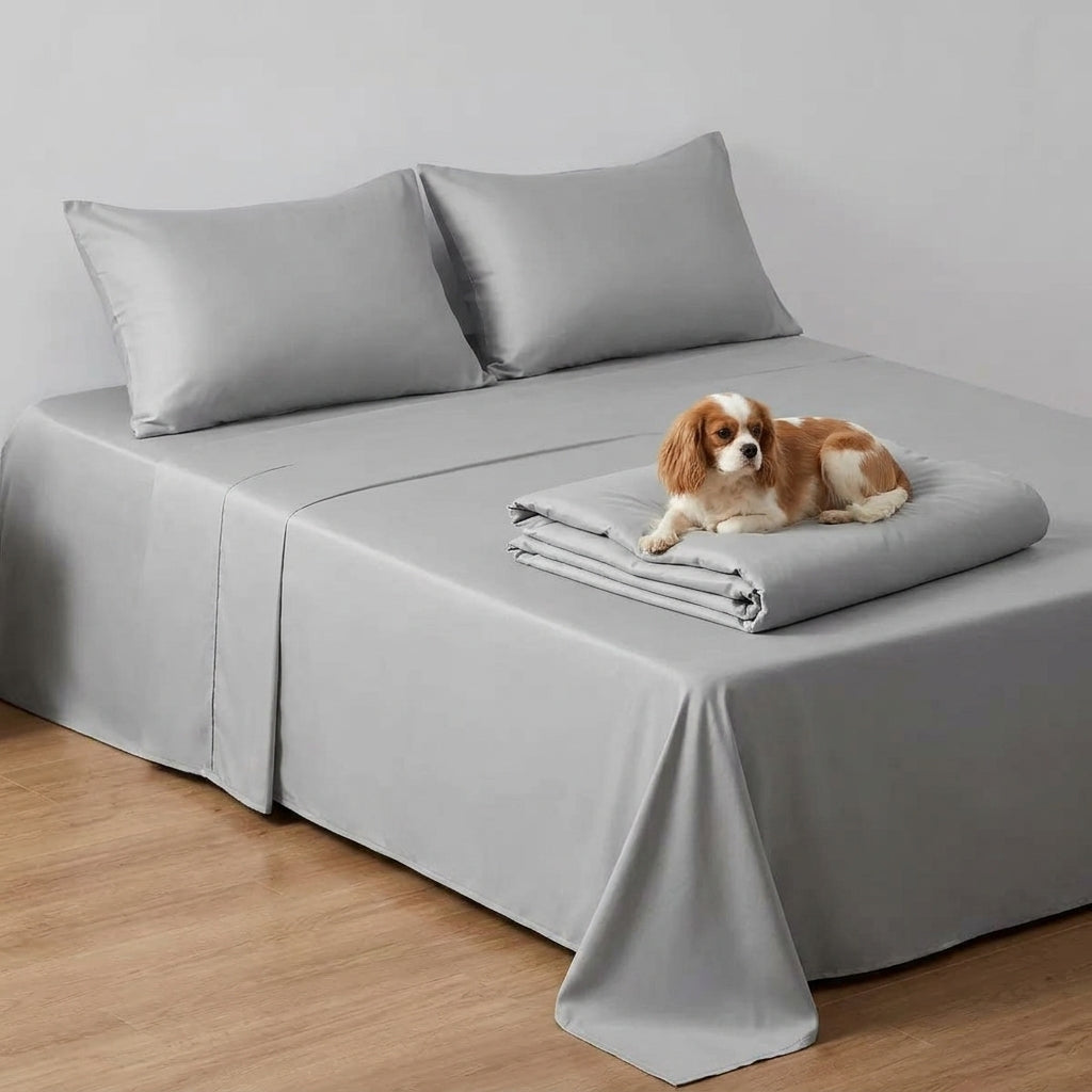 NUGGAL Pet Hair-Resistant Bamboo Full Sheet & Duvet Cover Set – Ultimate Eco-Friendly Comfort for Pet Owners