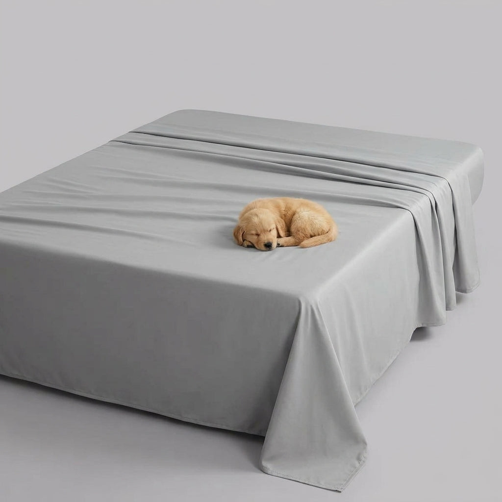 NUGGAL Pet Hair-Resistant Bamboo Flat Sheet – Soft, Sustainable, and Pet-Friendly Comfort