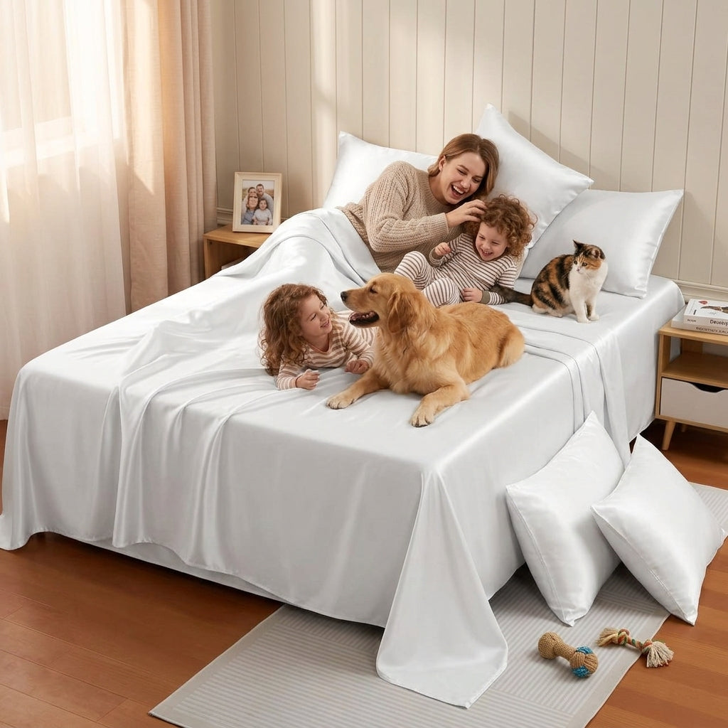 NUGGAL Pet Hair-Resistant Bamboo Sheet Set – Breathable, Sustainable Comfort for Pet Owners
