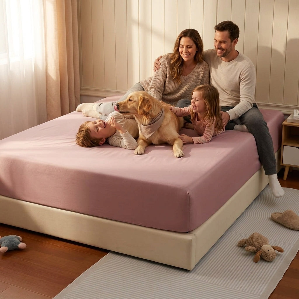 NUGGAL Pet Hair-Resistant Bamboo Fitted Sheet – Soft, Sustainable, and Pet-Friendly Comfort