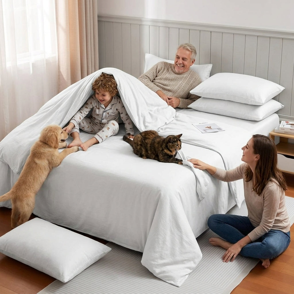 NUGGAL Pet Hair-Resistant Bamboo Full Sheet & Duvet Cover Set – Ultimate Eco-Friendly Comfort for Pet Owners