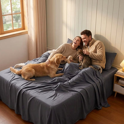 NUGGAL Pet Hair-Resistant Bamboo Flat Sheet – Soft, Sustainable, and Pet-Friendly Comfort