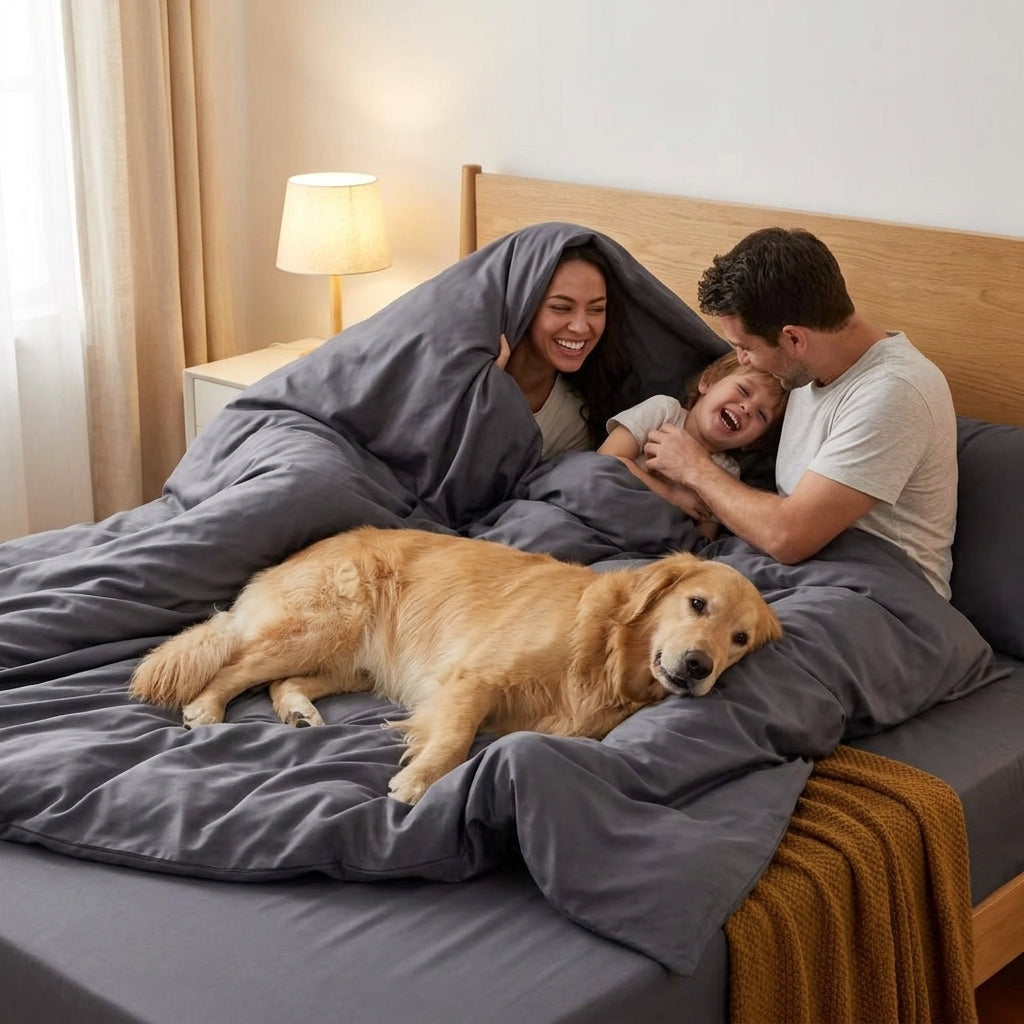NUGGAL Pet Hair-Resistant Bamboo Duvet Cover – Eco-Friendly Comfort for Pet Owners