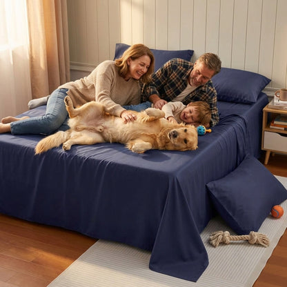 NUGGAL Pet Hair-Resistant Bamboo Flat Sheet – Soft, Sustainable, and Pet-Friendly Comfort