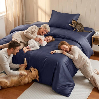 NUGGAL Pet Hair-Resistant Bamboo Duvet Cover – Eco-Friendly Comfort for Pet Owners