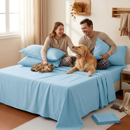 NUGGAL Pet Hair-Resistant Bamboo Sheet Set – Breathable, Sustainable Comfort for Pet Owners